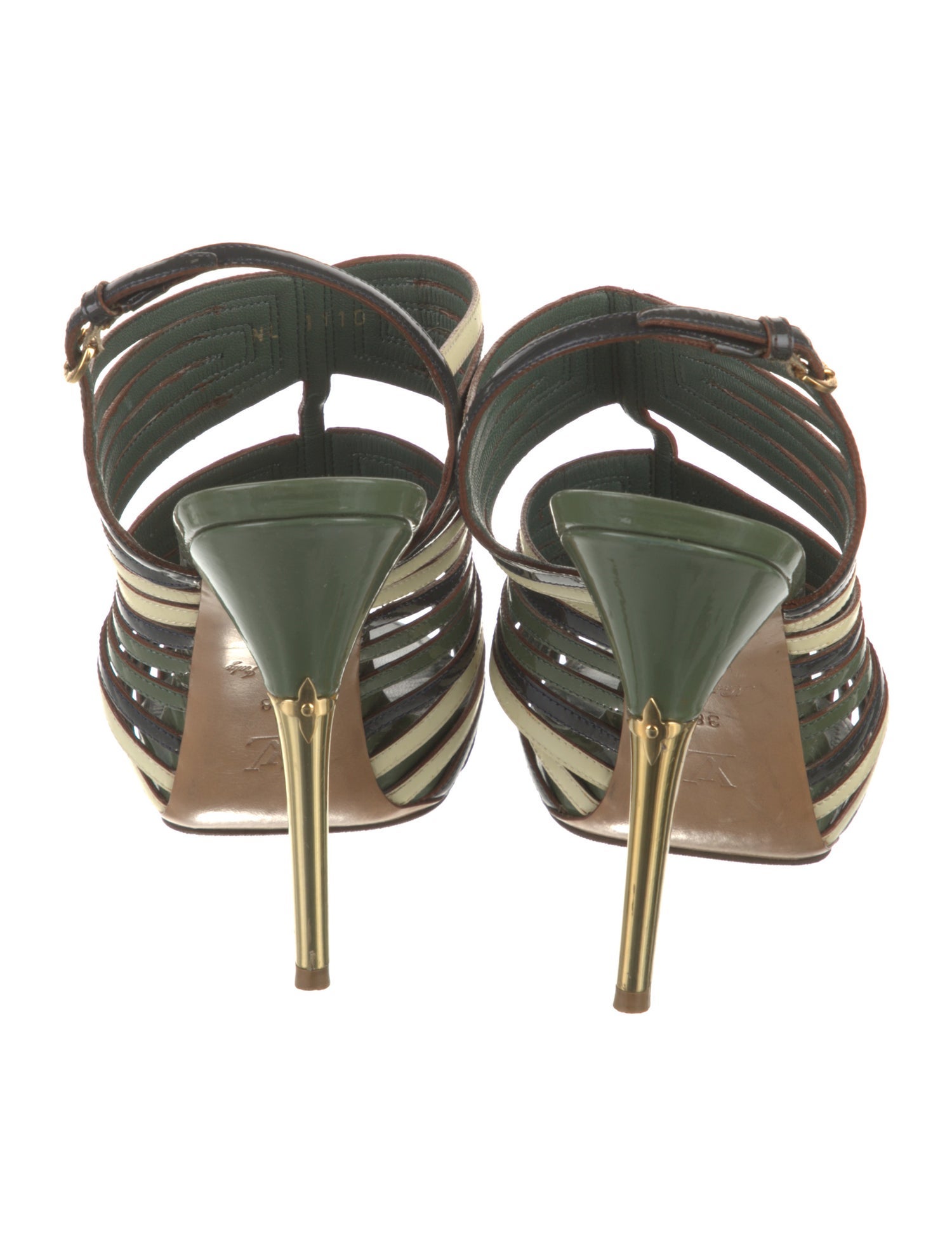 Louis Vuitton Patent Leather Colorblock Pattern Slingback Sandals
